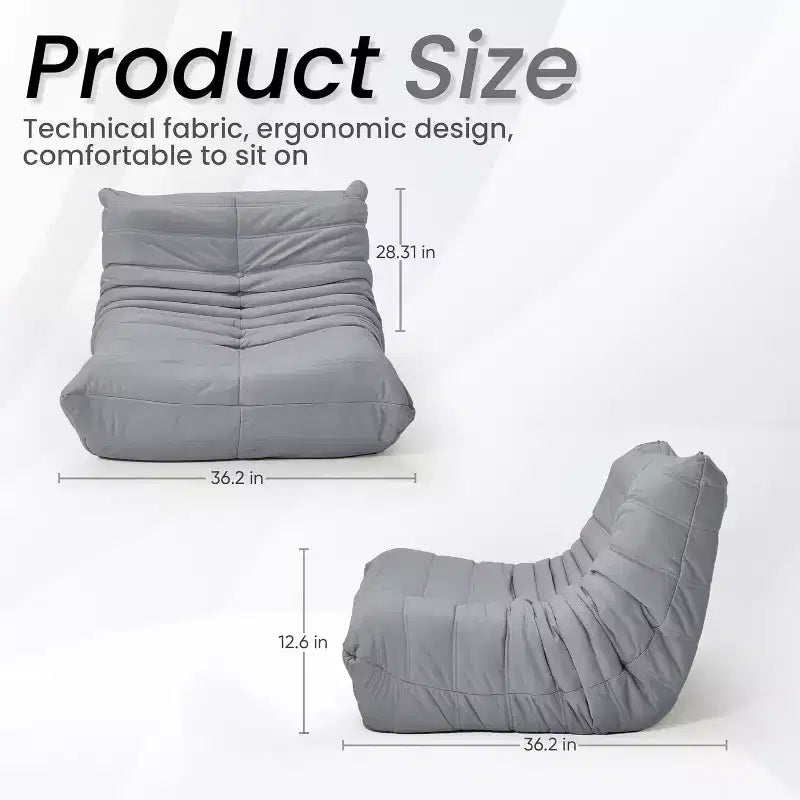 EROMMY Bean Bag Chair Togo Sofa, 28D Memory Foam, Easy Cleaning and Portable, Premium Faux Leather, Lightweight Floor Couch for Living Room, Bedroom