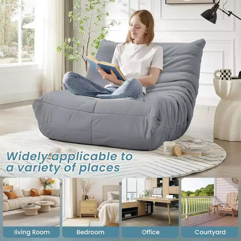 EROMMY Bean Bag Chair Togo Sofa, 28D Memory Foam, Easy Cleaning and Portable, Premium Faux Leather, Lightweight Floor Couch for Living Room, Bedroom