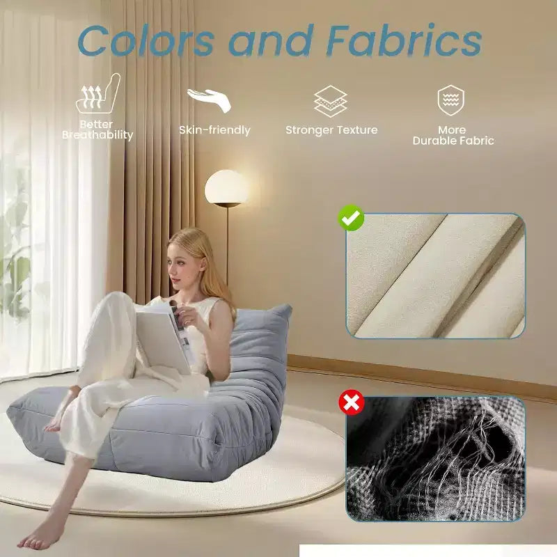 EROMMY Bean Bag Chair Togo Sofa, 28D Memory Foam, Easy Cleaning and Portable, Premium Faux Leather, Lightweight Floor Couch for Living Room, Bedroom