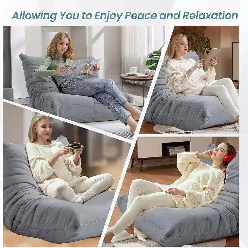 EROMMY Bean Bag Chair Togo Sofa, 28D Memory Foam, Easy Cleaning and Portable, Premium Faux Leather, Lightweight Floor Couch for Living Room, Bedroom