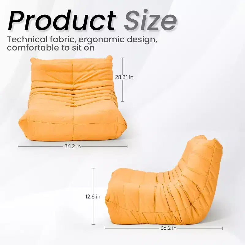 EROMMY Bean Bag Chair Togo Sofa, 28D Memory Foam, Easy Cleaning and Portable, Premium Faux Leather, Lightweight Floor Couch for Living Room, Bedroom
