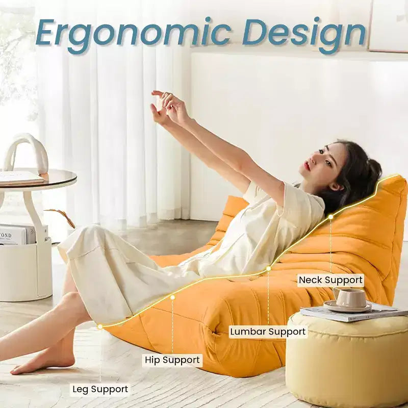 EROMMY Bean Bag Chair Togo Sofa, 28D Memory Foam, Easy Cleaning and Portable, Premium Faux Leather, Lightweight Floor Couch for Living Room, Bedroom