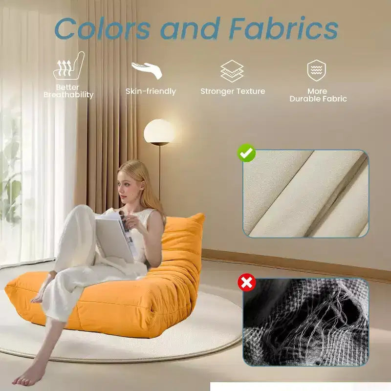 EROMMY Bean Bag Chair Togo Sofa, 28D Memory Foam, Easy Cleaning and Portable, Premium Faux Leather, Lightweight Floor Couch for Living Room, Bedroom
