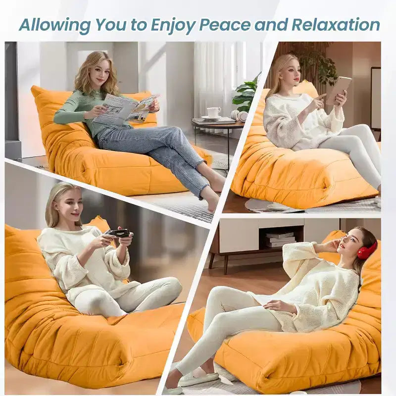 EROMMY Bean Bag Chair Togo Sofa, 28D Memory Foam, Easy Cleaning and Portable, Premium Faux Leather, Lightweight Floor Couch for Living Room, Bedroom