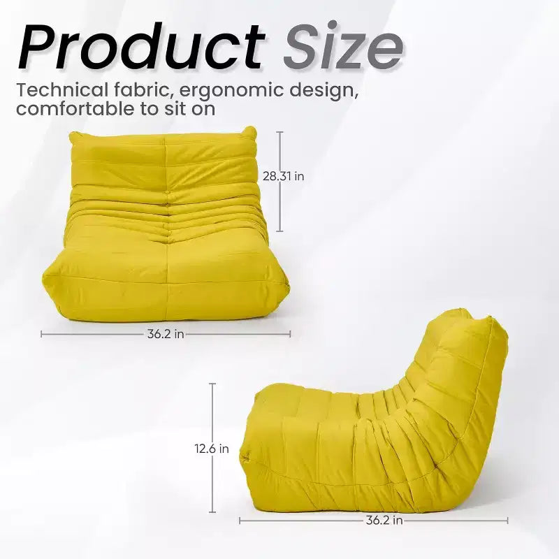 EROMMY Bean Bag Chair Togo Sofa, 28D Memory Foam, Easy Cleaning and Portable, Premium Faux Leather, Lightweight Floor Couch for Living Room, Bedroom