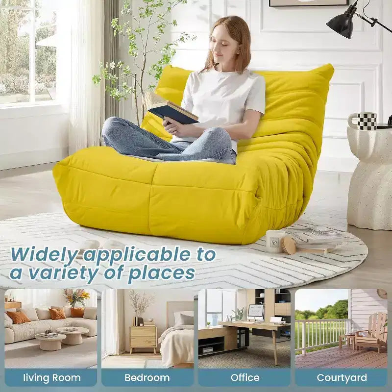 EROMMY Bean Bag Chair Togo Sofa, 28D Memory Foam, Easy Cleaning and Portable, Premium Faux Leather, Lightweight Floor Couch for Living Room, Bedroom
