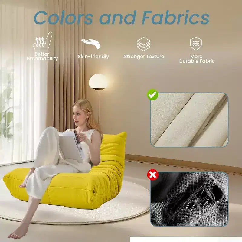 EROMMY Bean Bag Chair Togo Sofa, 28D Memory Foam, Easy Cleaning and Portable, Premium Faux Leather, Lightweight Floor Couch for Living Room, Bedroom