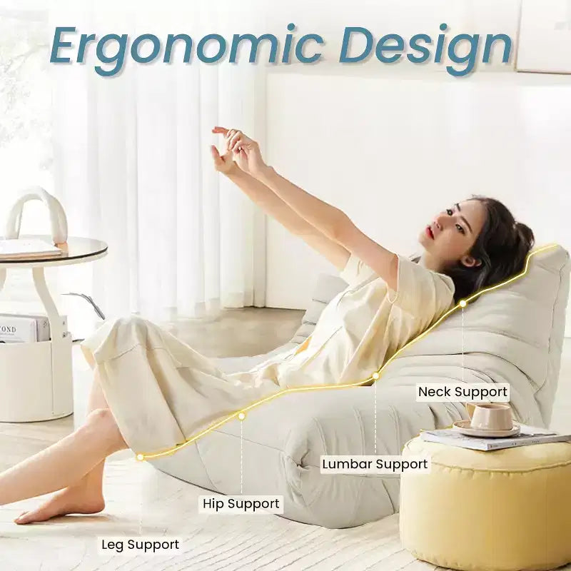 EROMMY Bean Bag Chair Togo Sofa, 28D Memory Foam, Easy Cleaning and Portable, Premium Faux Leather, Lightweight Floor Couch for Living Room, Bedroom