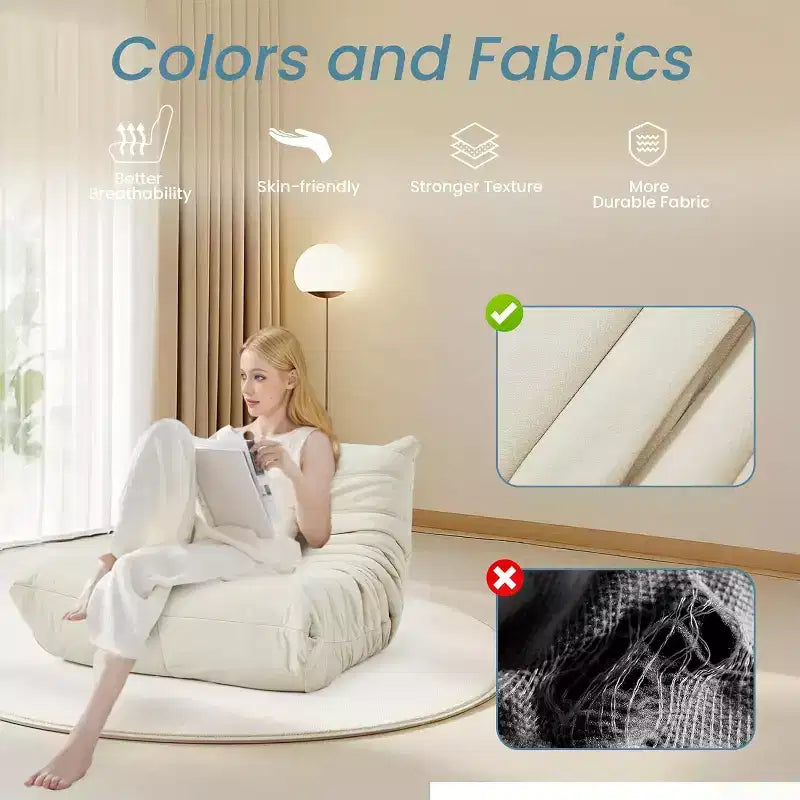 EROMMY Bean Bag Chair Togo Sofa, 28D Memory Foam, Easy Cleaning and Portable, Premium Faux Leather, Lightweight Floor Couch for Living Room, Bedroom