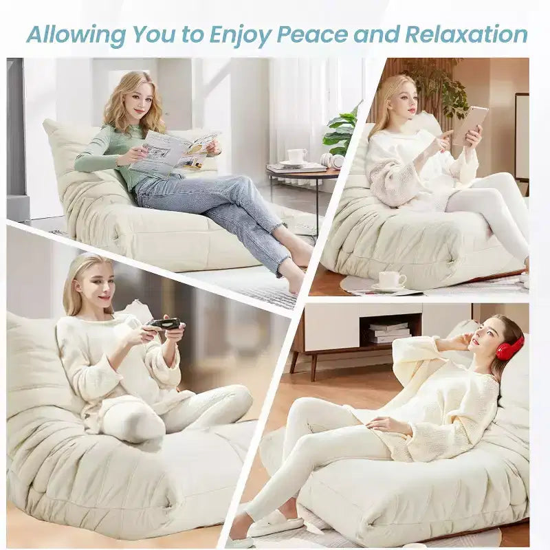 EROMMY Bean Bag Chair Togo Sofa, 28D Memory Foam, Easy Cleaning and Portable, Premium Faux Leather, Lightweight Floor Couch for Living Room, Bedroom