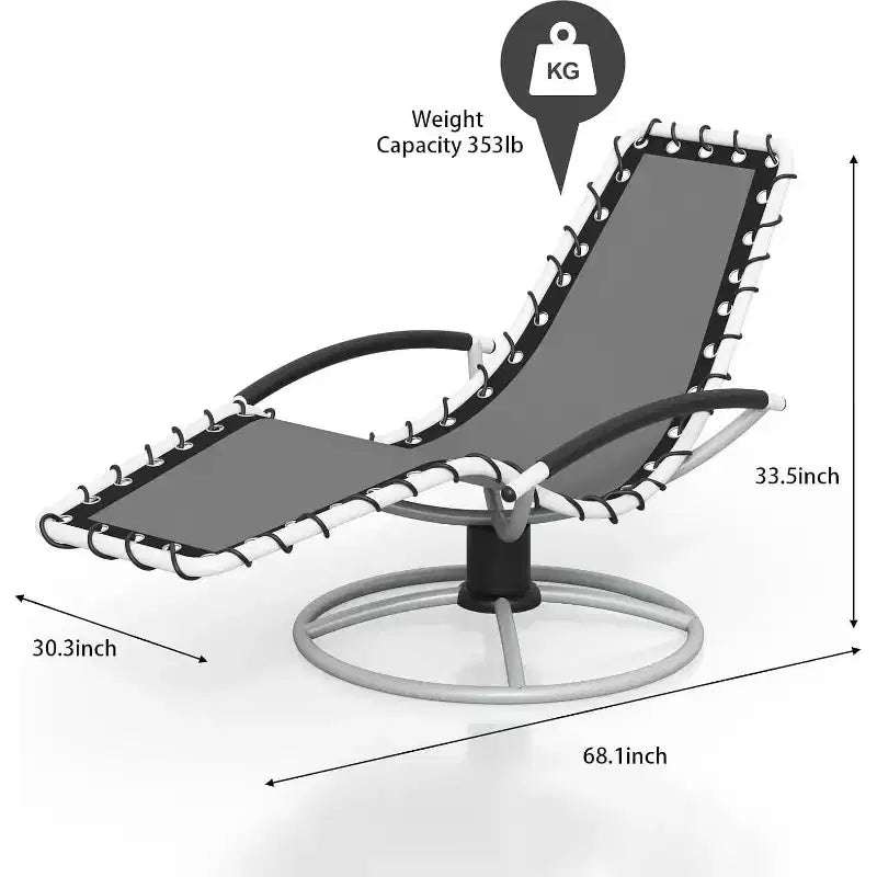 Patio Chaise Lounge - 360Rotating Basic, Tanning Chairs with Arm for All Weather, Poolside, Balcony,Backyard