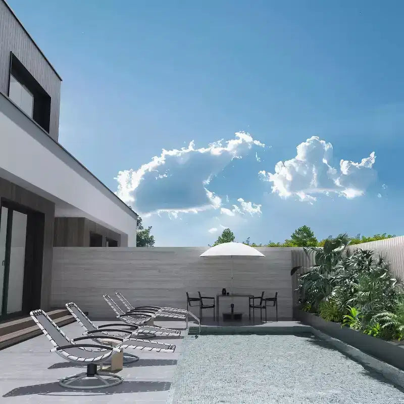 Patio Chaise Lounge - 360Rotating Basic, Tanning Chairs with Arm for All Weather, Poolside, Balcony,Backyard