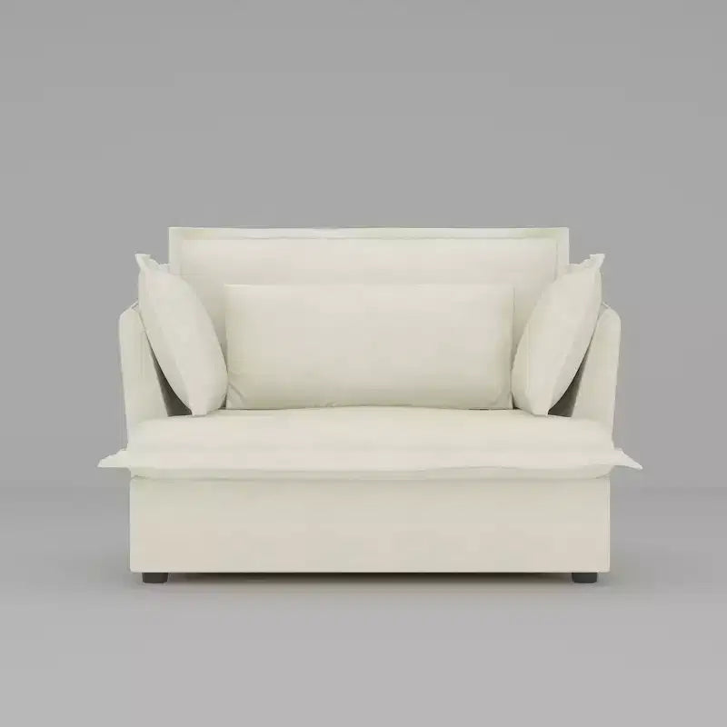 Famapy Upholstered White Single Sofa Chair Cozy Living Room Furniture with Soft Cotton-Filled Pillows