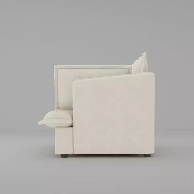 Famapy Upholstered White Single Sofa Chair Cozy Living Room Furniture with Soft Cotton-Filled Pillows