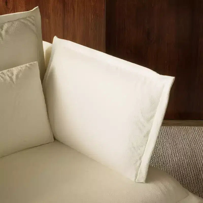 Famapy Upholstered White Single Sofa Chair Cozy Living Room Furniture with Soft Cotton-Filled Pillows