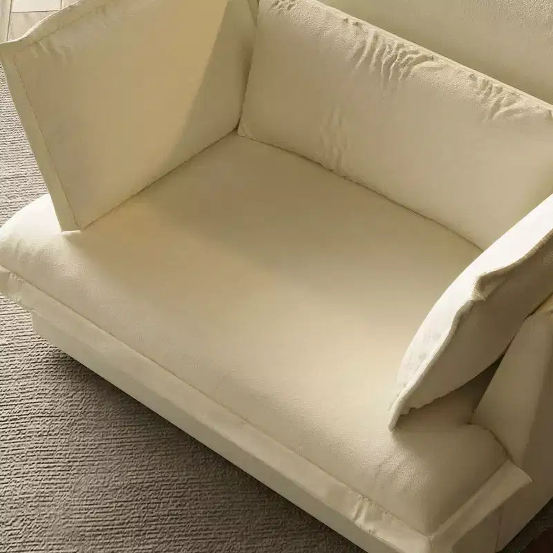 Famapy Upholstered White Single Sofa Chair Cozy Living Room Furniture with Soft Cotton-Filled Pillows