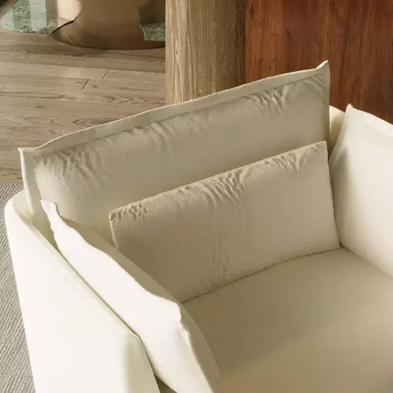 Famapy Upholstered White Single Sofa Chair Cozy Living Room Furniture with Soft Cotton-Filled Pillows