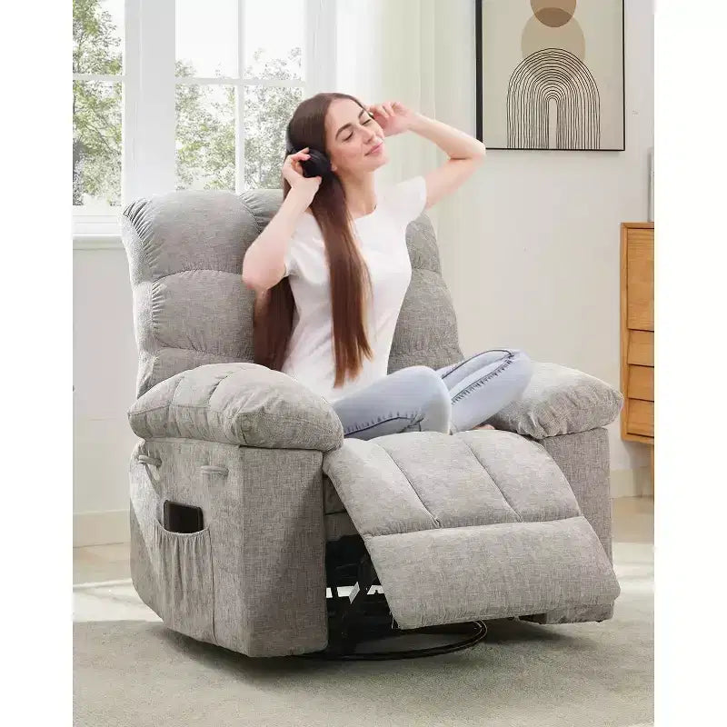 Fauteuil à bascule pour adultes, grand fauteuil inclinable manuel surdimensionné, fauteuil à bascule pour chambre d'enfant, tissu doux et confortable pour salon