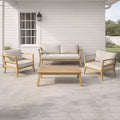 Christopher Knight Home Edith 4 Piece Outdoor Acacia Wood Patio Seating Set with Slat Design