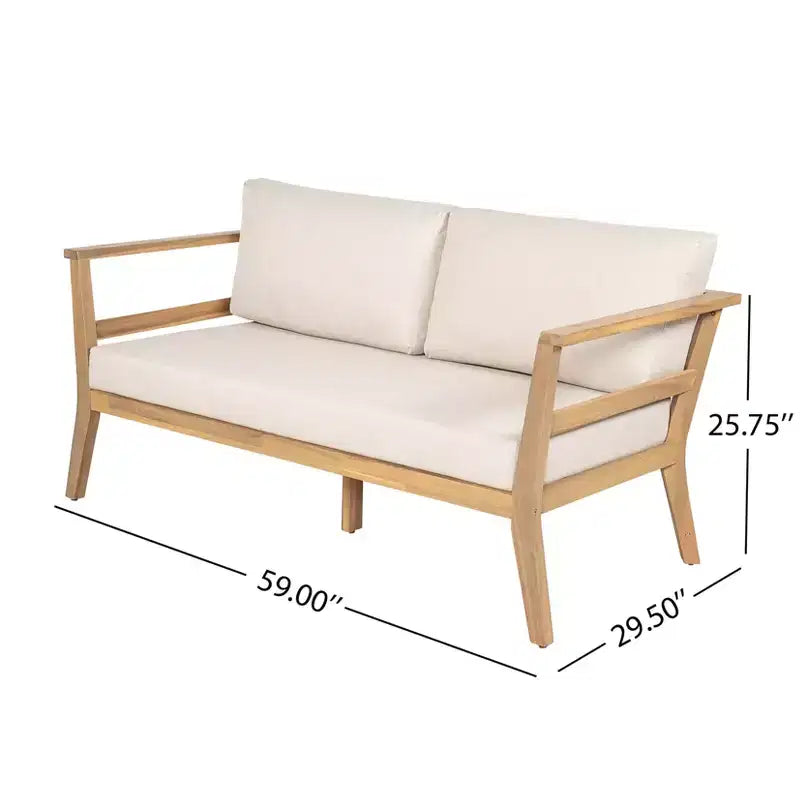 Set de patio de madera de acacia de 4 piezas Christopher Knight Home Edith con diseño de listones