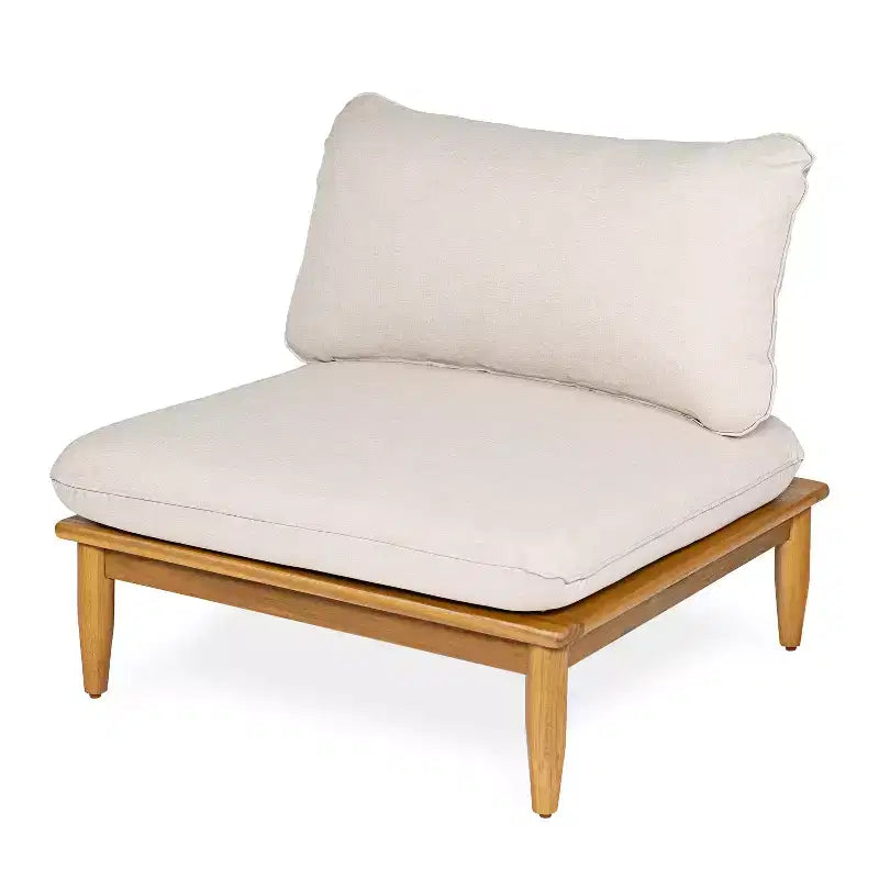 Christopher Knight Home Sacova - Juego de asientos en forma de V de madera de acacia para exteriores, estructura con acabado de teca y cojines beige