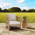 Christopher Knight Home Hayate Boho Patio Acacia Wood Woven Rope Club Chair with Lightweight Concrete Side Table
