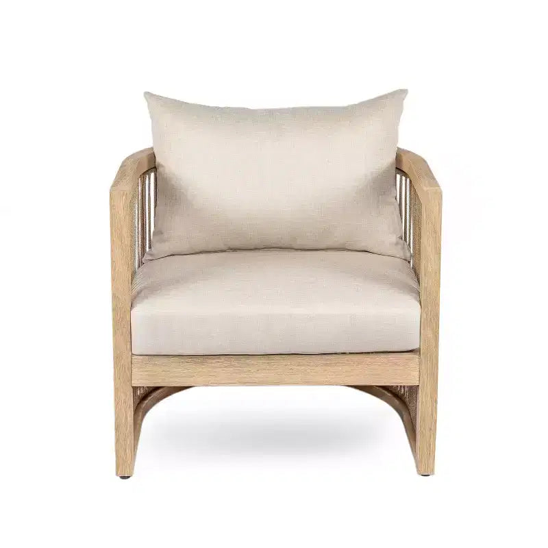 Christopher Knight Home Hayate Boho Silla de club de patio de madera de acacia y cuerda tejida con mesa auxiliar de hormigón ligero