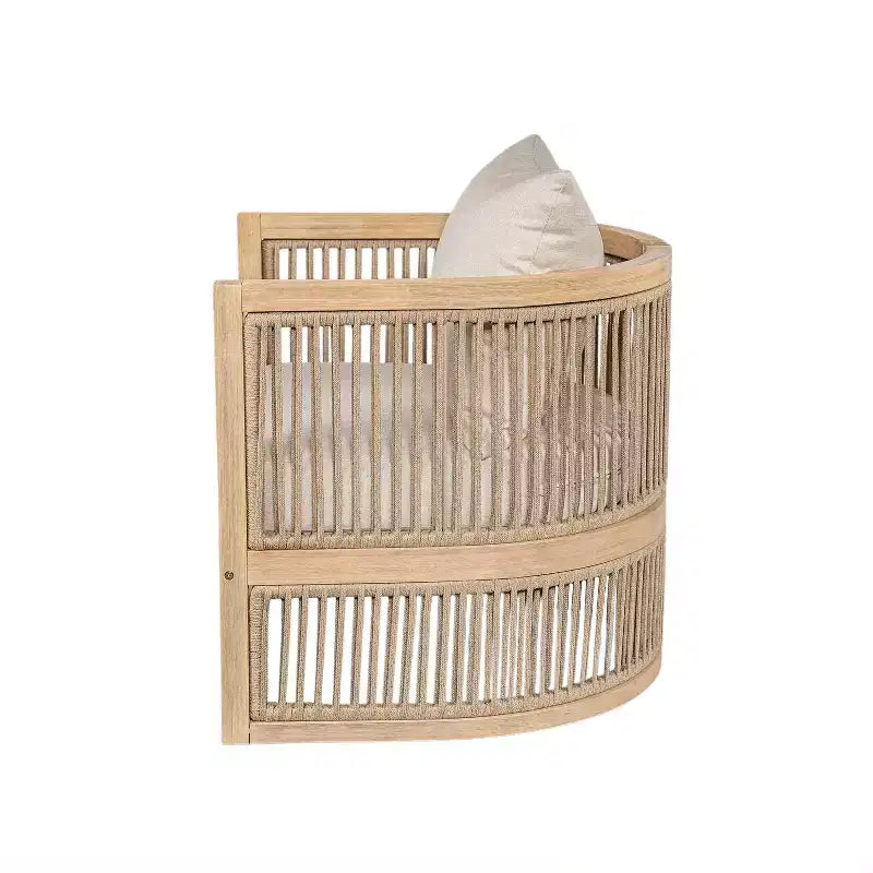 Christopher Knight Home Hayate Boho Silla de club de patio de madera de acacia y cuerda tejida con mesa auxiliar de hormigón ligero