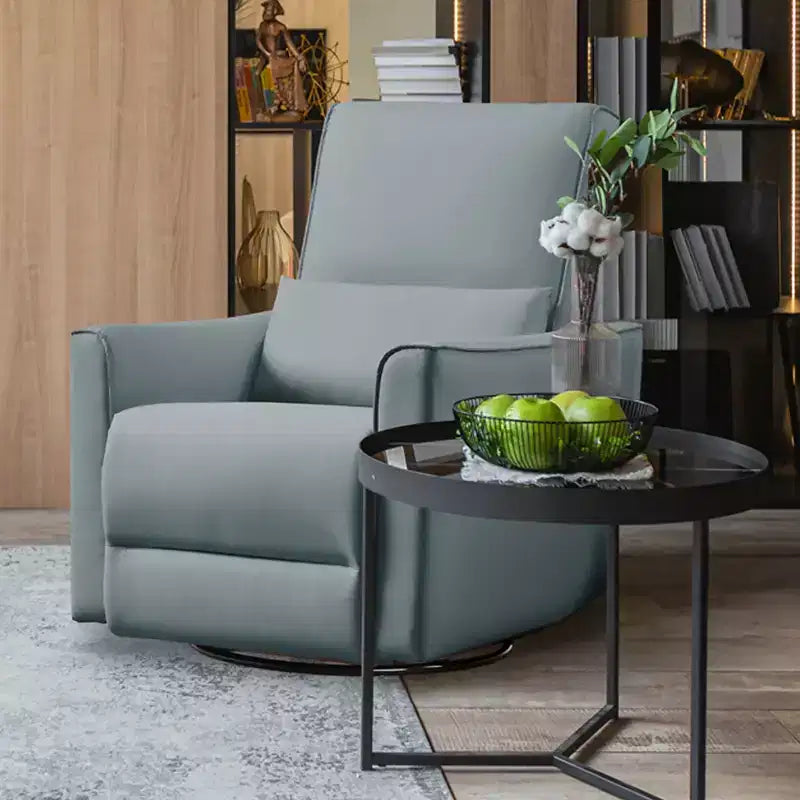 Swivel Rocking Recliner Chair, Manual Leather Recliner Glider, Comfortable Rocker, for Living Room, Bedroom