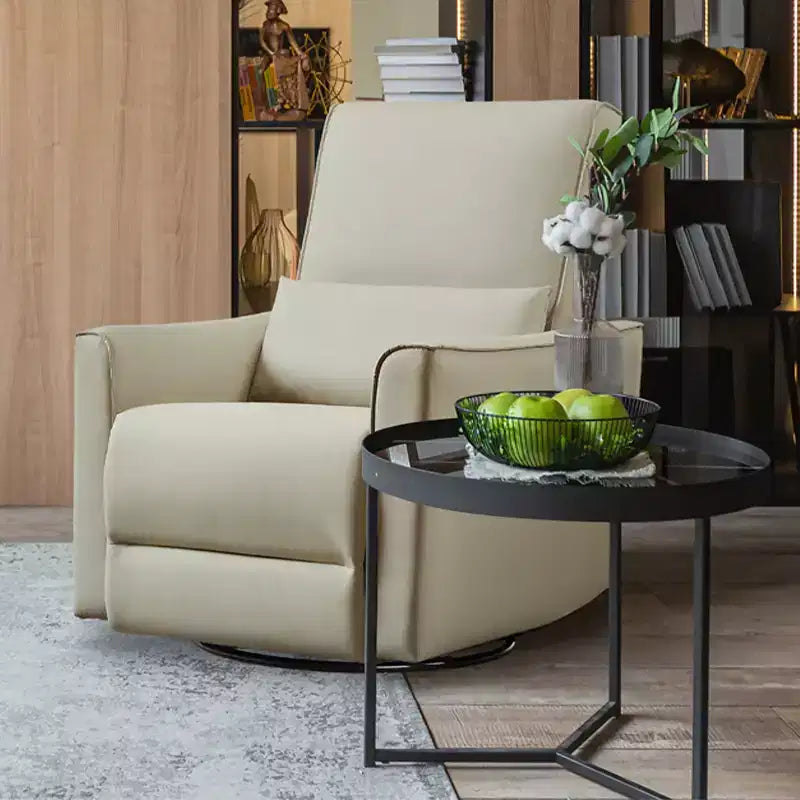 Swivel Rocking Recliner Chair, Manual Leather Recliner Glider, Comfortable Rocker, for Living Room, Bedroom