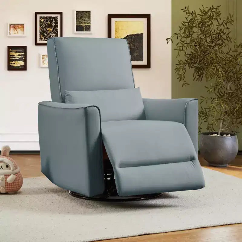 Sillón reclinable giratorio con balancín, reclinable manual de cuero, mecedora cómoda, para sala de estar, dormitorio