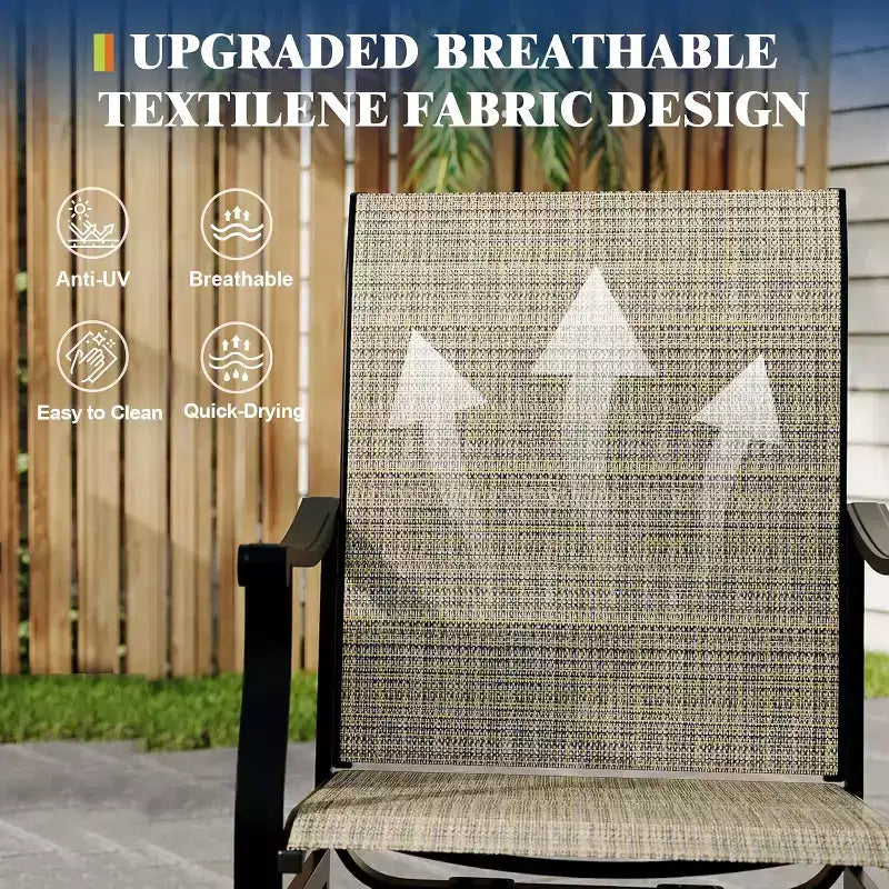 2PCS Outdoor Swivel Dining Chairs With Textilene Breathable Back, Patio Swivel Rocker Chairs for Poolside Lawn Garden
