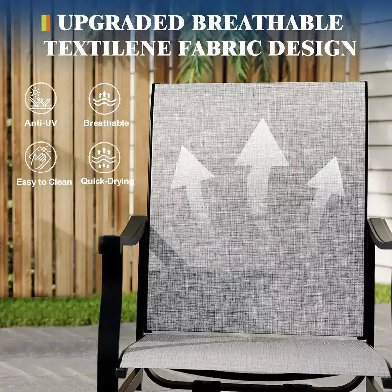 2PCS Outdoor Swivel Dining Chairs With Textilene Breathable Back, Patio Swivel Rocker Chairs for Poolside Lawn Garden