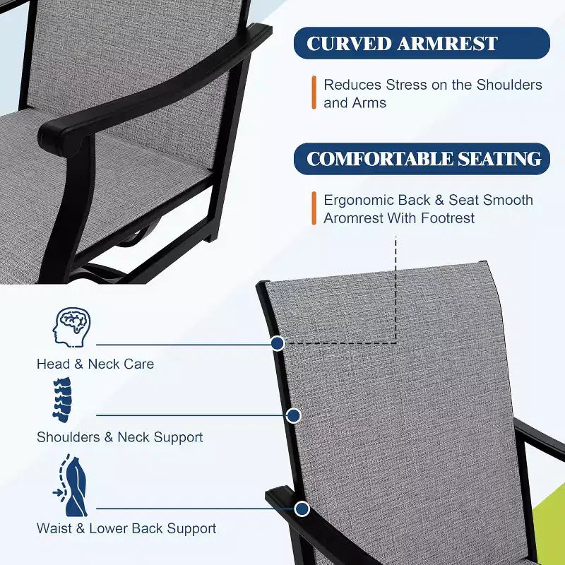 2PCS Outdoor Swivel Dining Chairs With Textilene Breathable Back, Patio Swivel Rocker Chairs for Poolside Lawn Garden