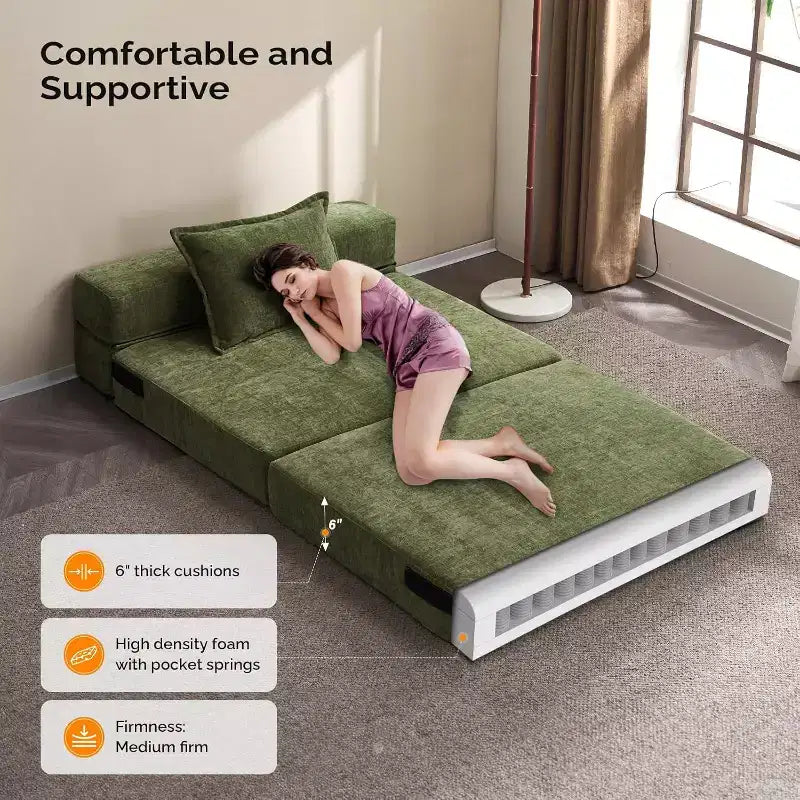 VINGLI Futon Sofa Bed Sleeper Sofa Chair Bed Floor Sofa Twin Small Couch Folding Mattress Couches