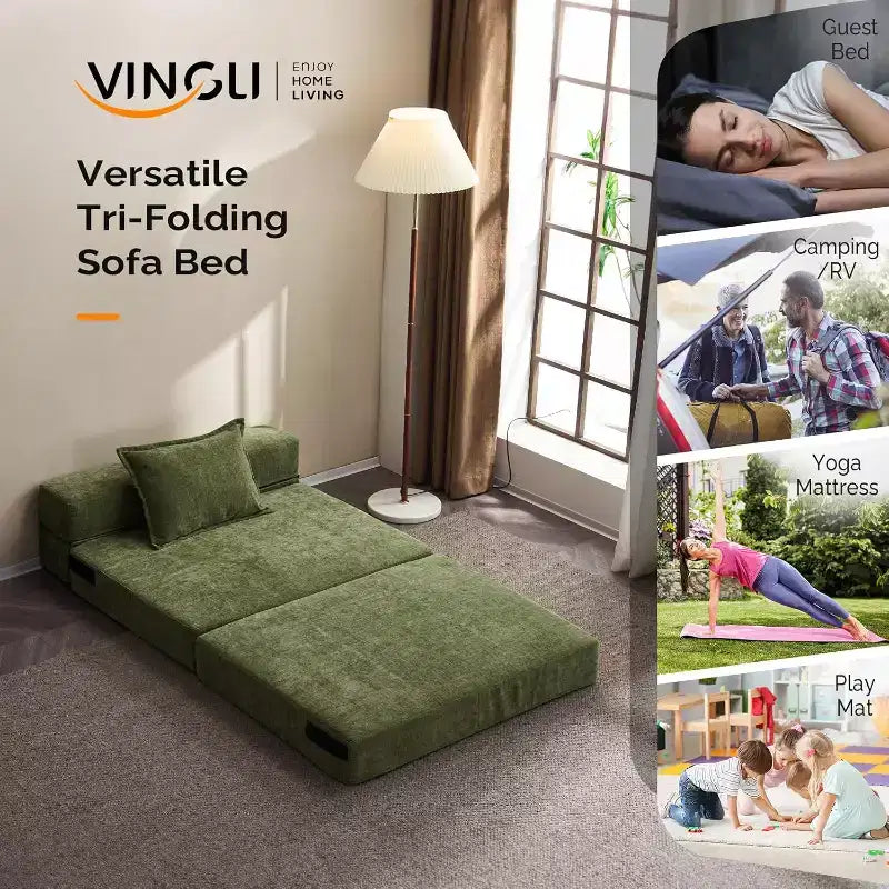 VINGLI Futon Sofa Bed Sleeper Sofa Chair Bed Floor Sofa Twin Small Couch Folding Mattress Couches
