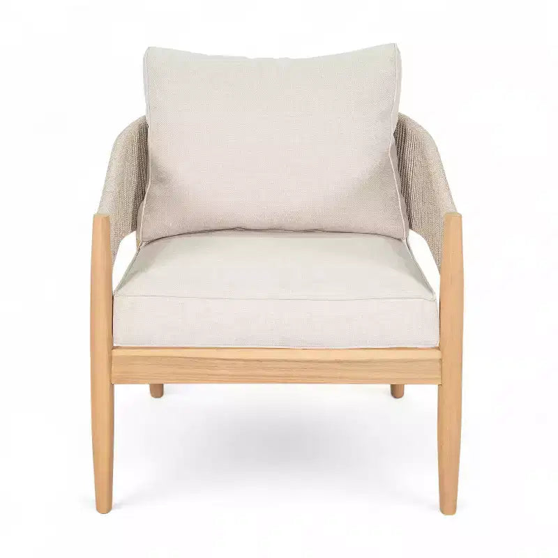 Christopher Knight Home Zill - Juego moderno de 4 piezas para patio con estructura de madera de acacia, asientos de cuerda tejida y mesa de centro con listones