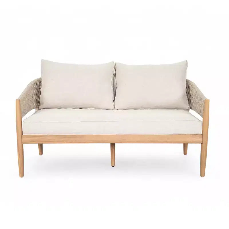 Christopher Knight Home Zill - Juego moderno de 4 piezas para patio con estructura de madera de acacia, asientos de cuerda tejida y mesa de centro con listones