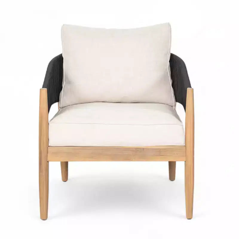 Christopher Knight Home Zill - Juego moderno de 4 piezas para patio con estructura de madera de acacia, asientos de cuerda tejida y mesa de centro con listones