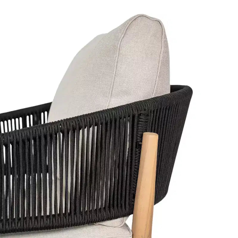 Christopher Knight Home Zill - Juego moderno de 4 piezas para patio con estructura de madera de acacia, asientos de cuerda tejida y mesa de centro con listones