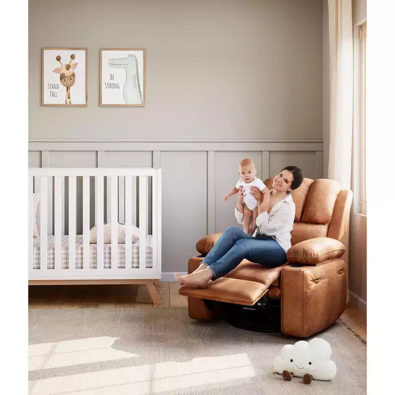 Oversized Electric Recliner Chair with Massage, PU Leather Swivel Rocker Recliner with Remote Control & Cup Holders, for Living Room Bedroom Nursery