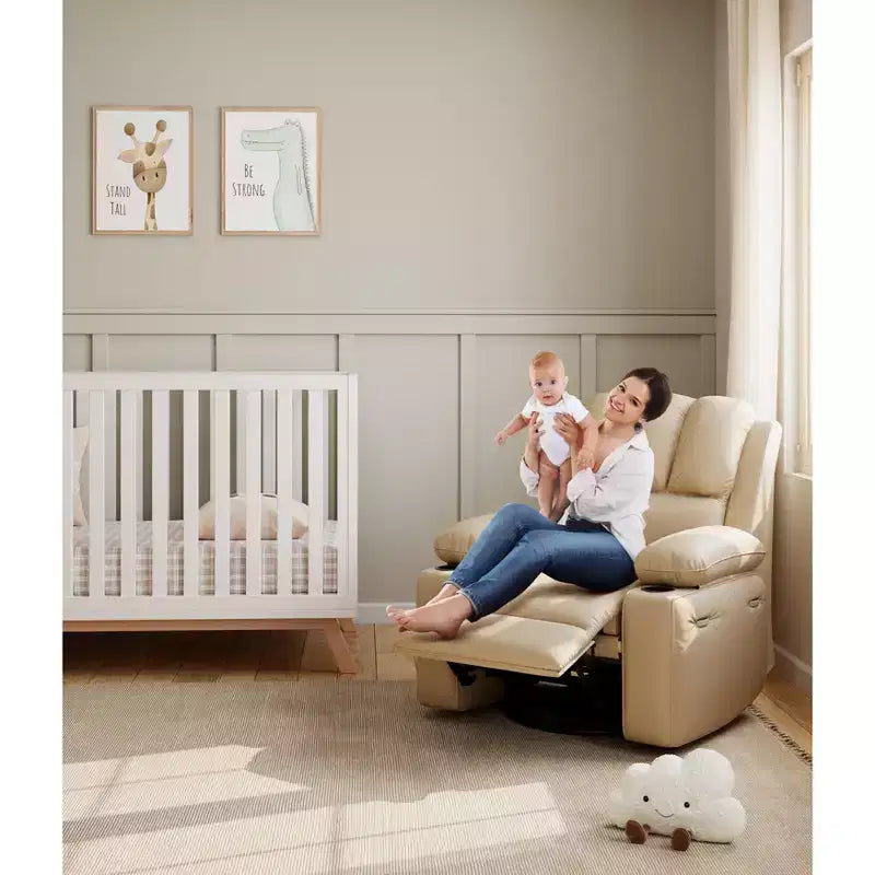 Oversized Electric Recliner Chair with Massage, PU Leather Swivel Rocker Recliner with Remote Control & Cup Holders, for Living Room Bedroom Nursery
