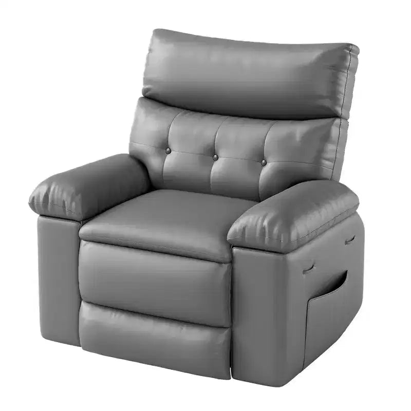 Sillón reclinable para adultos, reclinable eléctrico de piel sintética con balancín, silla giratoria de 270 grados con bolsillo lateral, sofá de masaje moderno para sala de estar y dormitorio