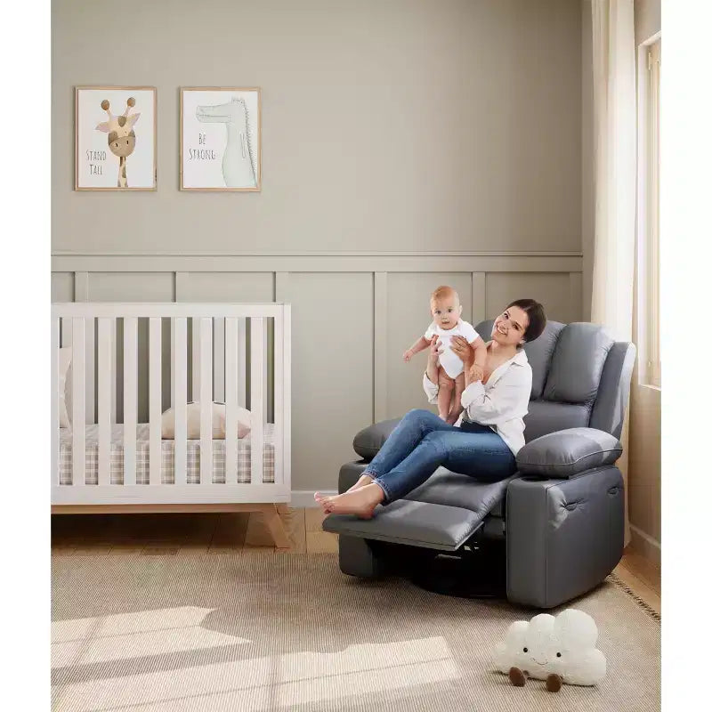 Massage Recliner Chair with Heat - 360 Swivel Rocking Chair for Living Room (Grey)