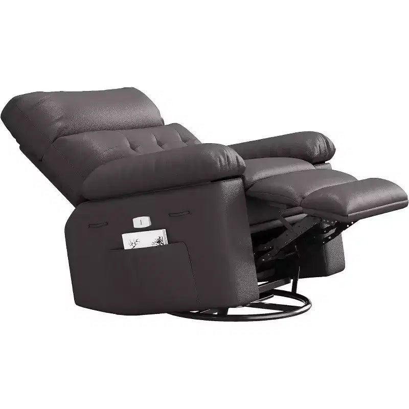 Acekool Power Recliner Chair with Heat & Massage, Swivel Rocker, USB Port, Cup Holders, Side Pockets, Extra-Wide Seat, Living Room