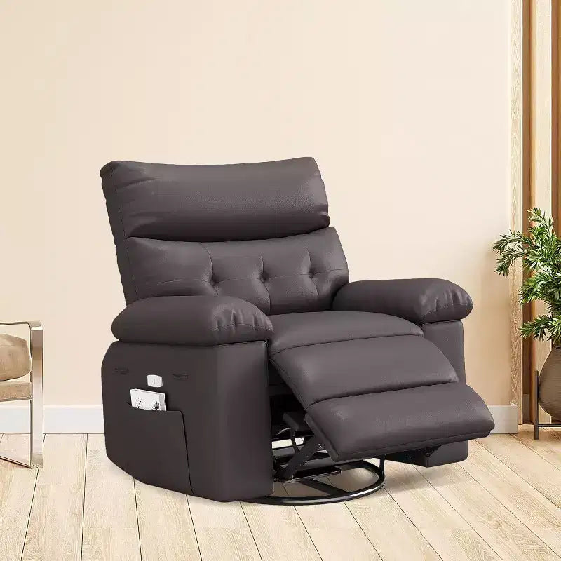 Acekool Power Recliner Chair with Heat & Massage, Swivel Rocker, USB Port, Cup Holders, Side Pockets, Extra-Wide Seat, Living Room