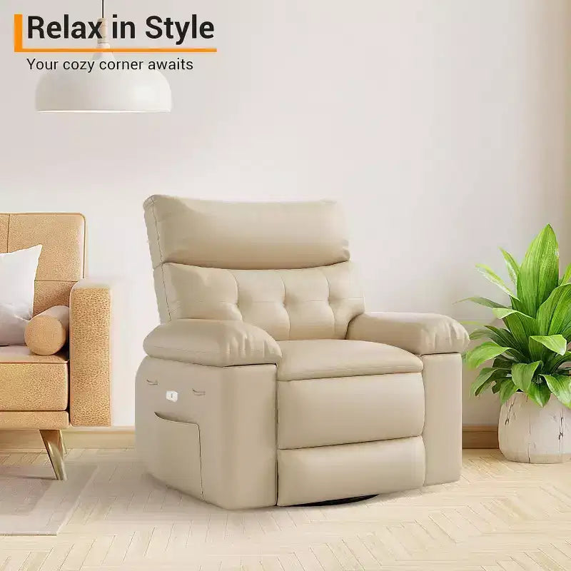 Acekool Power Recliner Chair with Heat & Massage, Swivel Rocker, USB Port, Cup Holders, Side Pockets, Extra-Wide Seat, Living Room
