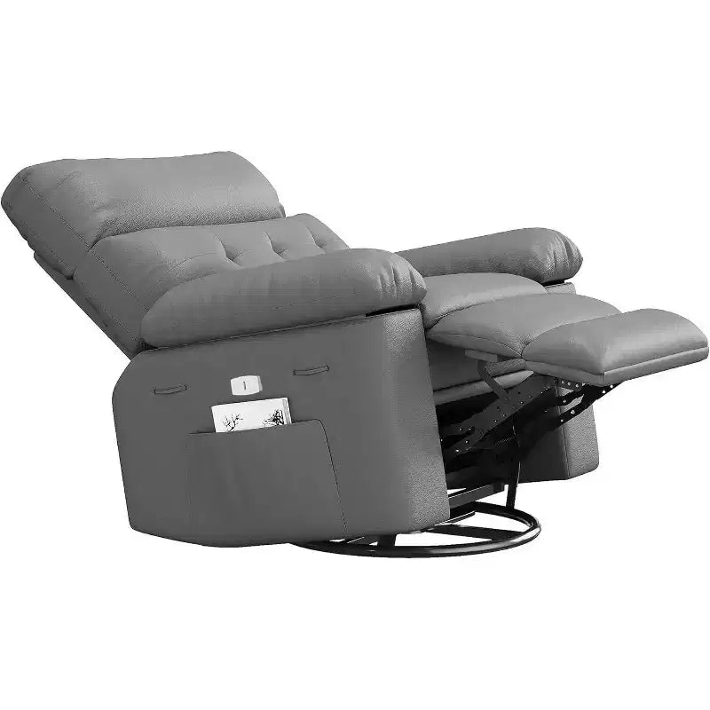 Fauteuil inclinable électrique Acekool avec fonctions de chauffage et de massage, pivotant et à bascule, port USB, porte-gobelets, poches latérales, siège extra-large, pour salon