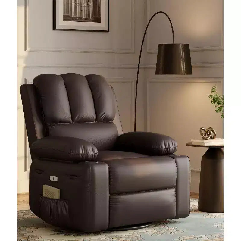 Acekool Power Recliner sofa with Heat & Massage, Swivel Rocker, USB Port, Cup Holders, Side Pockets, Extra-Wide Seat, Living Room