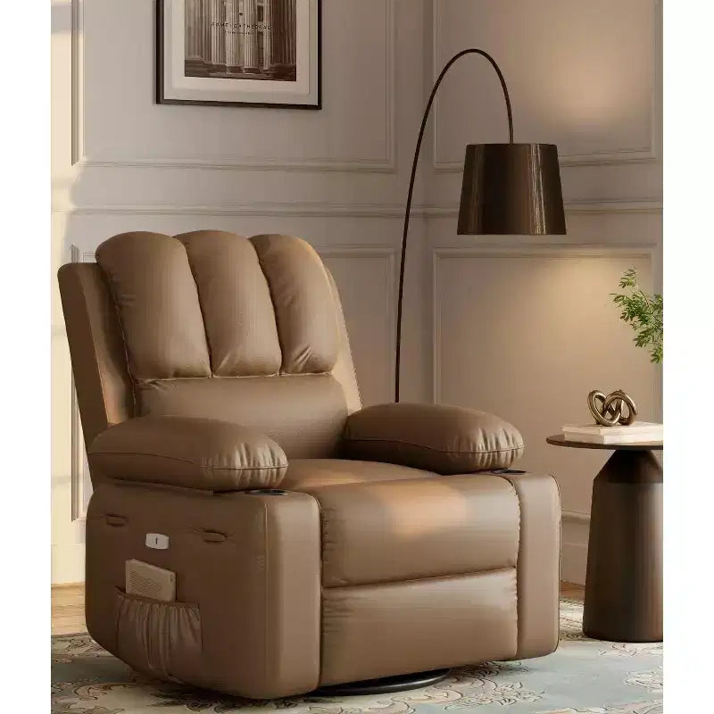 Fauteuil inclinable électrique Acekool avec chauffage et massage, fonction pivotante et bascule, port USB, porte-gobelets, poches latérales, siège extra-large, pour salon